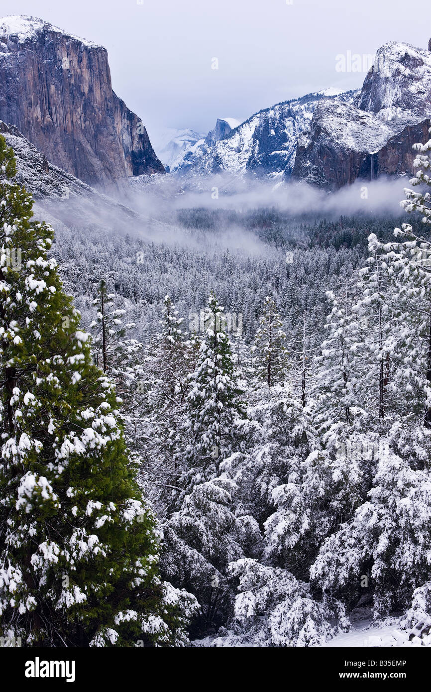 Ein Clearing Winter Sturm die Schönheit des Yosemite Valley Yosemite Nationalpark, Kalifornien USA zeigt Stockfoto