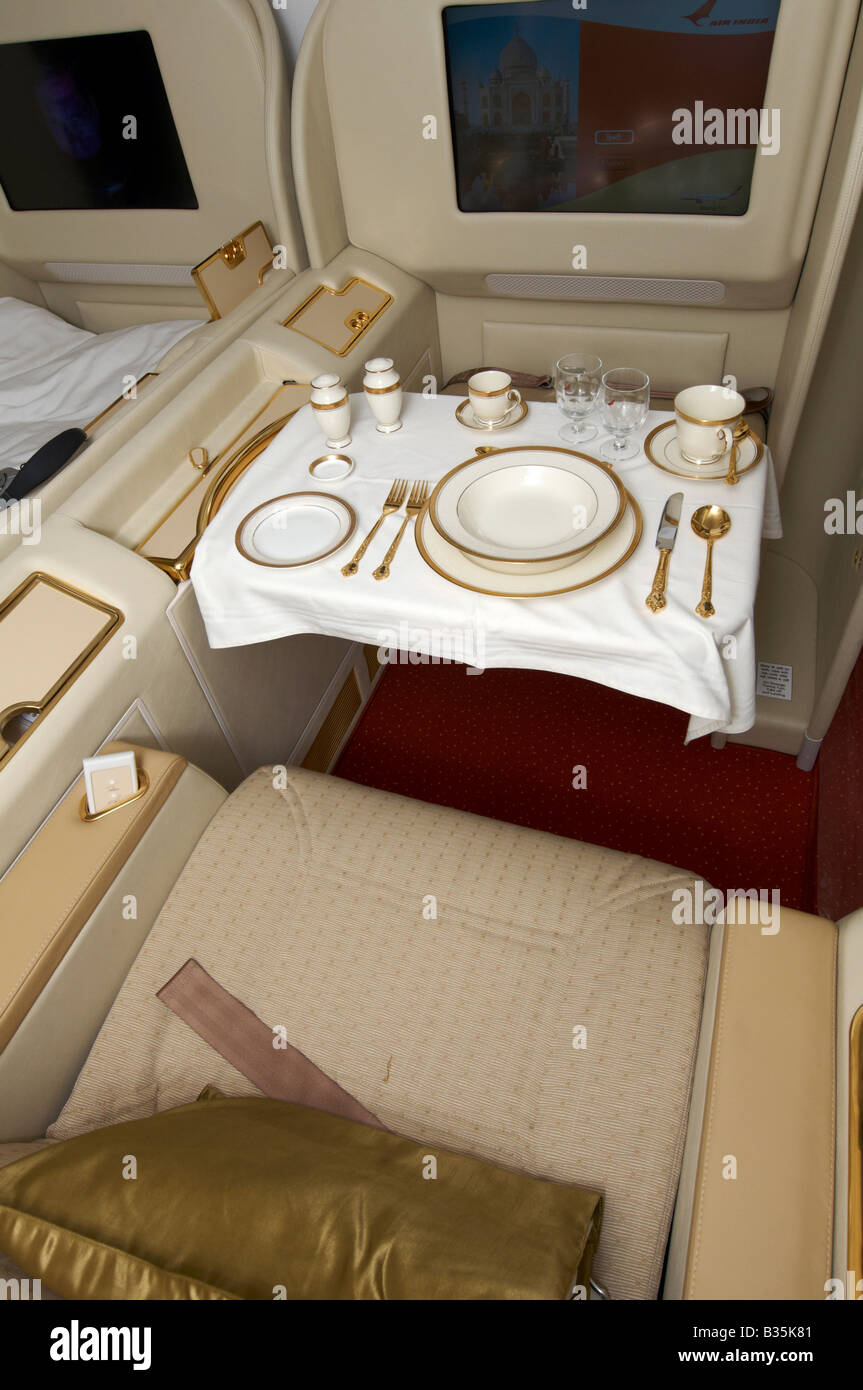 First Class Air India Boeing 777-300ER Farnborough Air Show 2008 Stockfoto