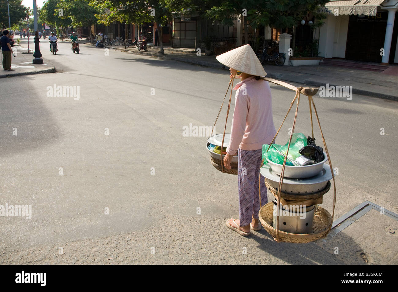 Eine Frau aus dem täglichen Markt in Hoi an, Vietnam Stockfoto