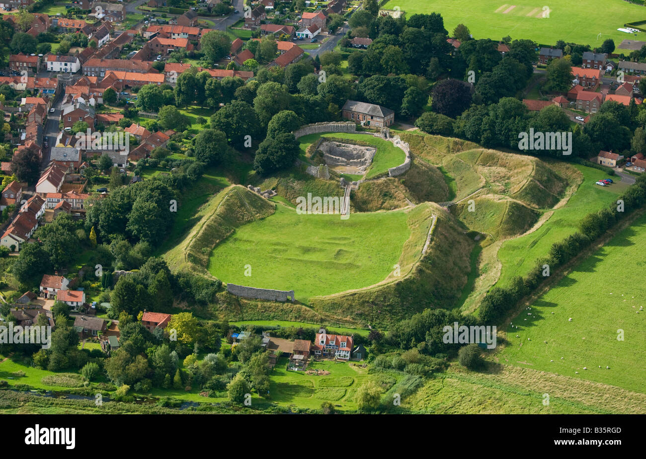 Luftaufnahme der Burg Hektar großen Motte und Bailey planen, Norfolk, england Stockfoto