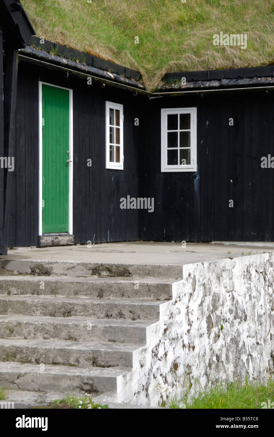 Turf überdachten Haus Tórshavn, Färöer-Inseln Stockfoto