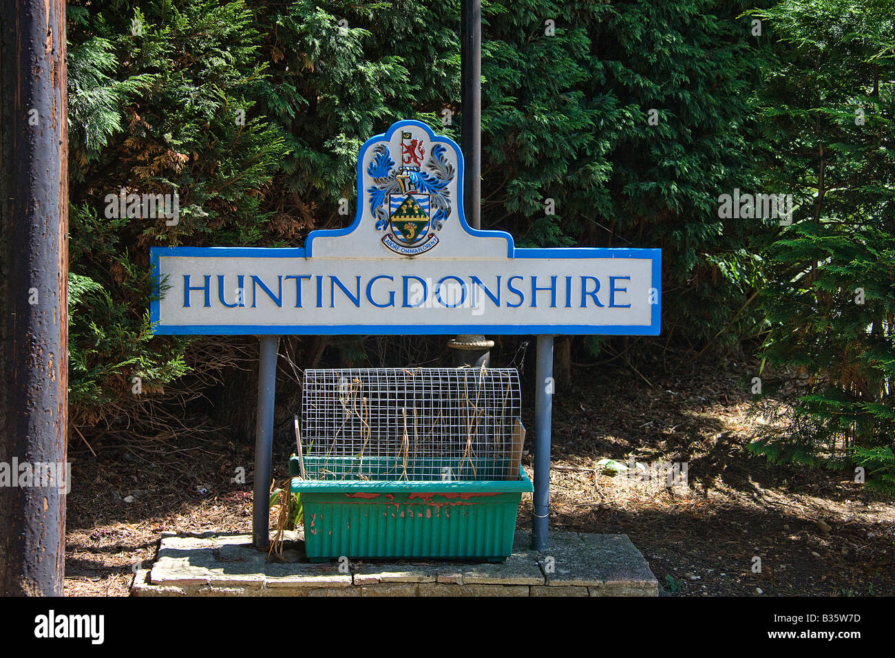 Grafschaft Huntingdonshire Sign. Huntingdon.Cambridgeshire East Anglia. VEREINIGTES KÖNIGREICH. Huntingdonshire Stockfoto