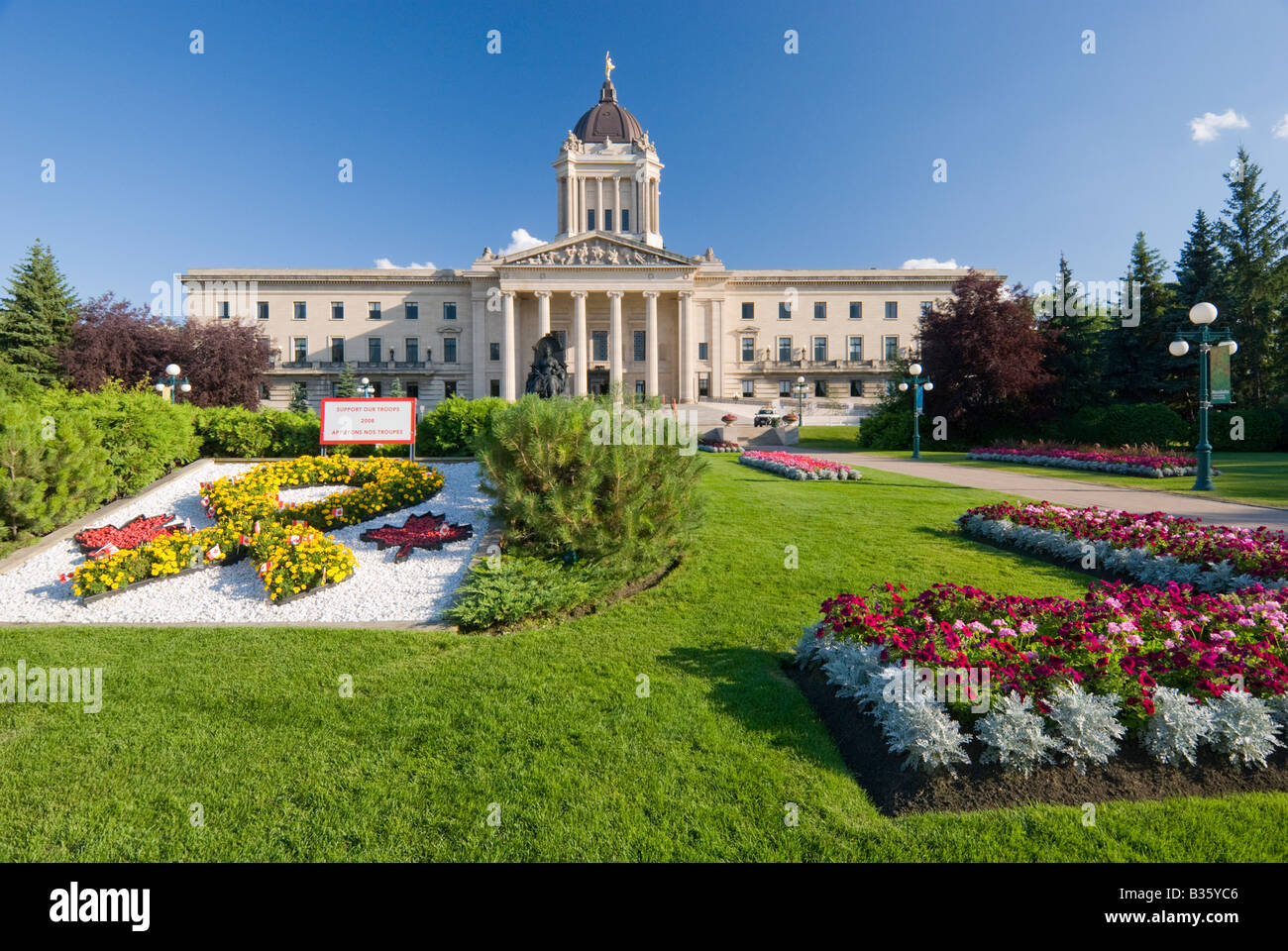 Der äußere Front der Manitoba gesetzgebenden Gebäude in Winnipeg, Manitoba Kanada Stockfoto