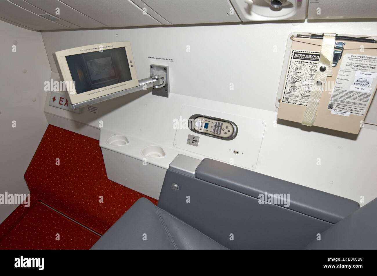 Cabin Crew-Ruhebereich auf Oberdeck der Air India Boeing 777-300ER Farnborough Airshow 2008 Stockfoto