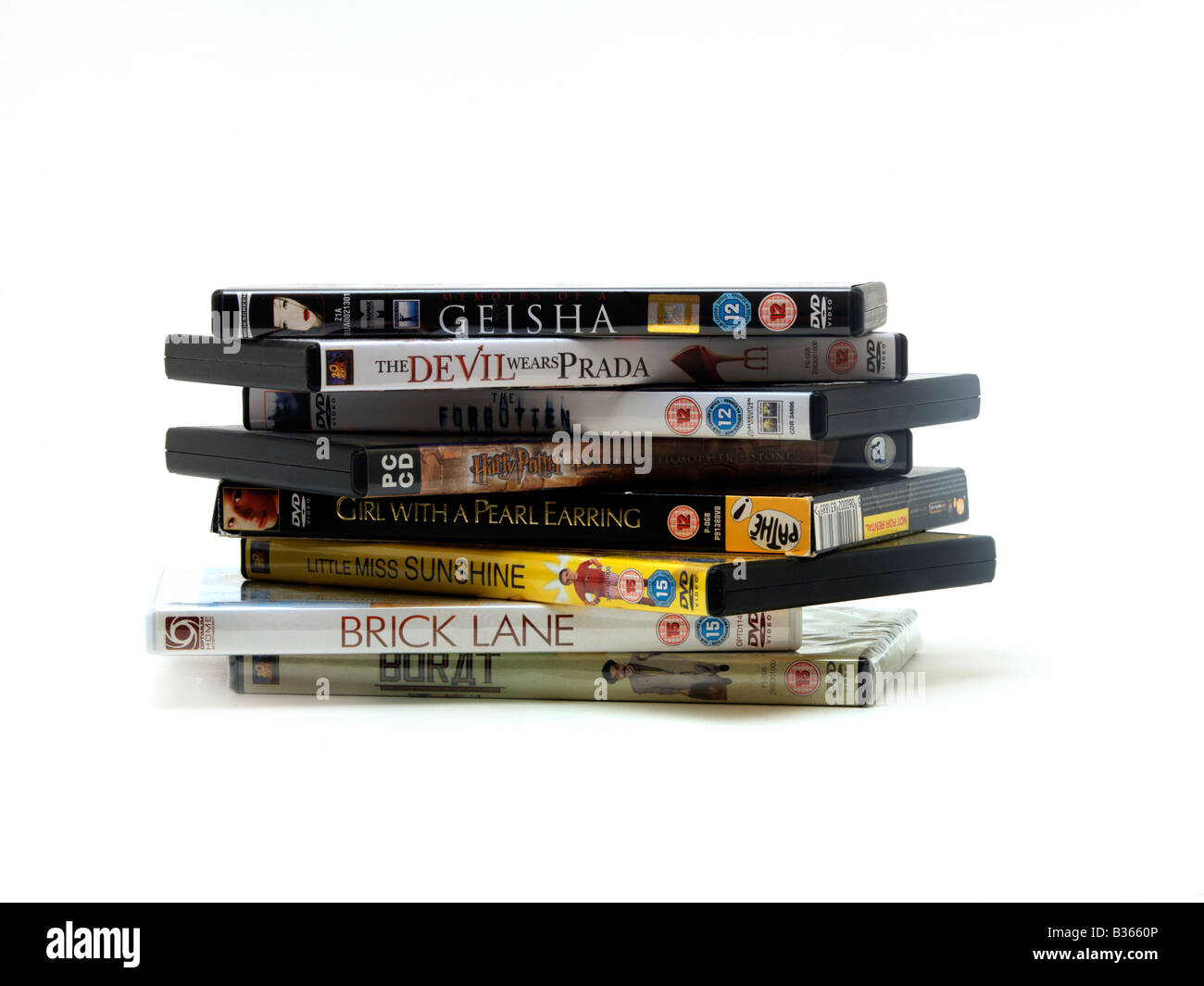 Stapel von DVDs Stockfoto