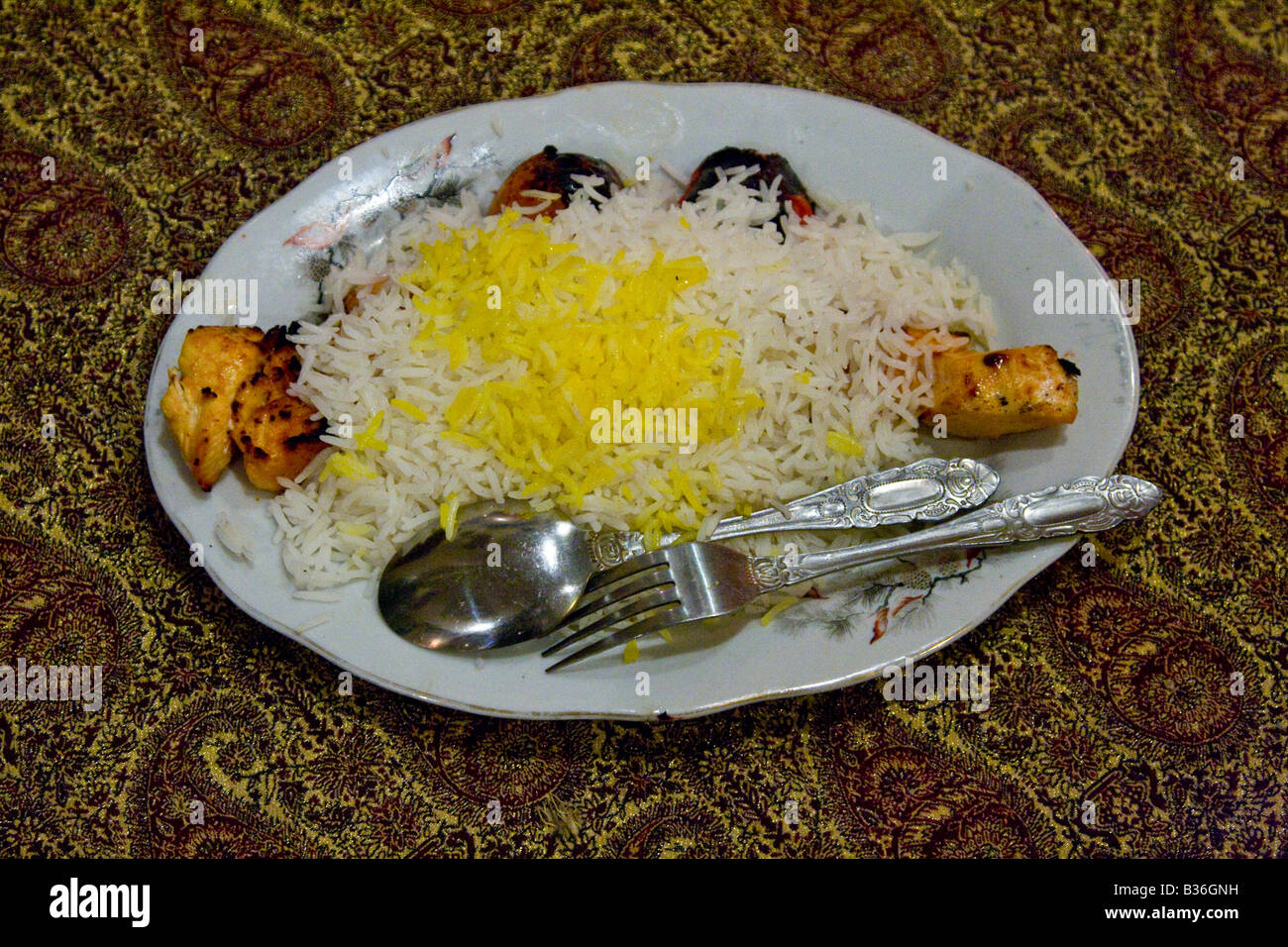 Chicken Kebab iranischen Essen in einem Restaurant in Shiraz, Iran Stockfoto