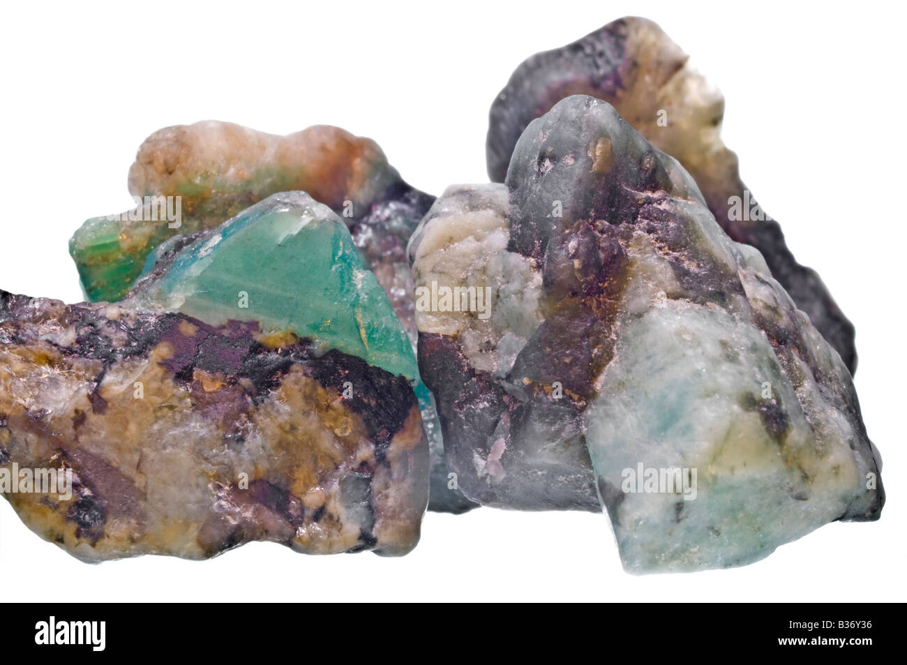 Raw Uncut brasilianische Smaragde Stockfoto