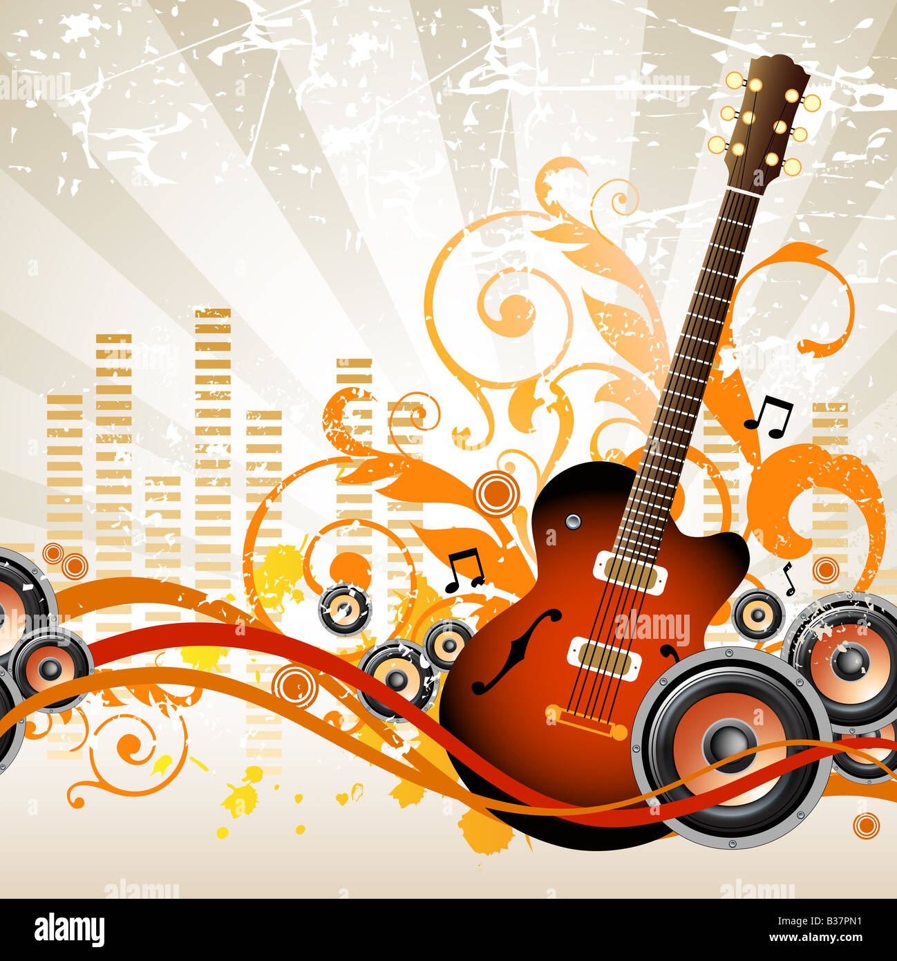 Abbildung Zeichnung des musikalischen Hintergrund Stockfoto