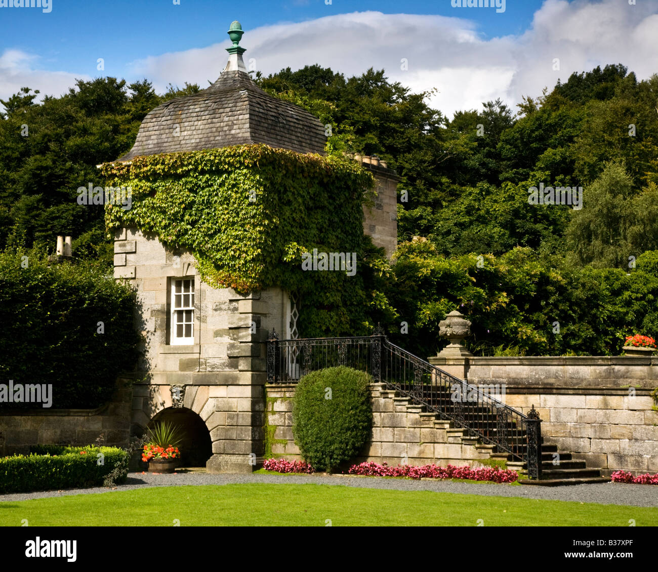 Blick auf Pollok Haus Garten, Pollok Park, Glasgow, Schottland. Stockfoto