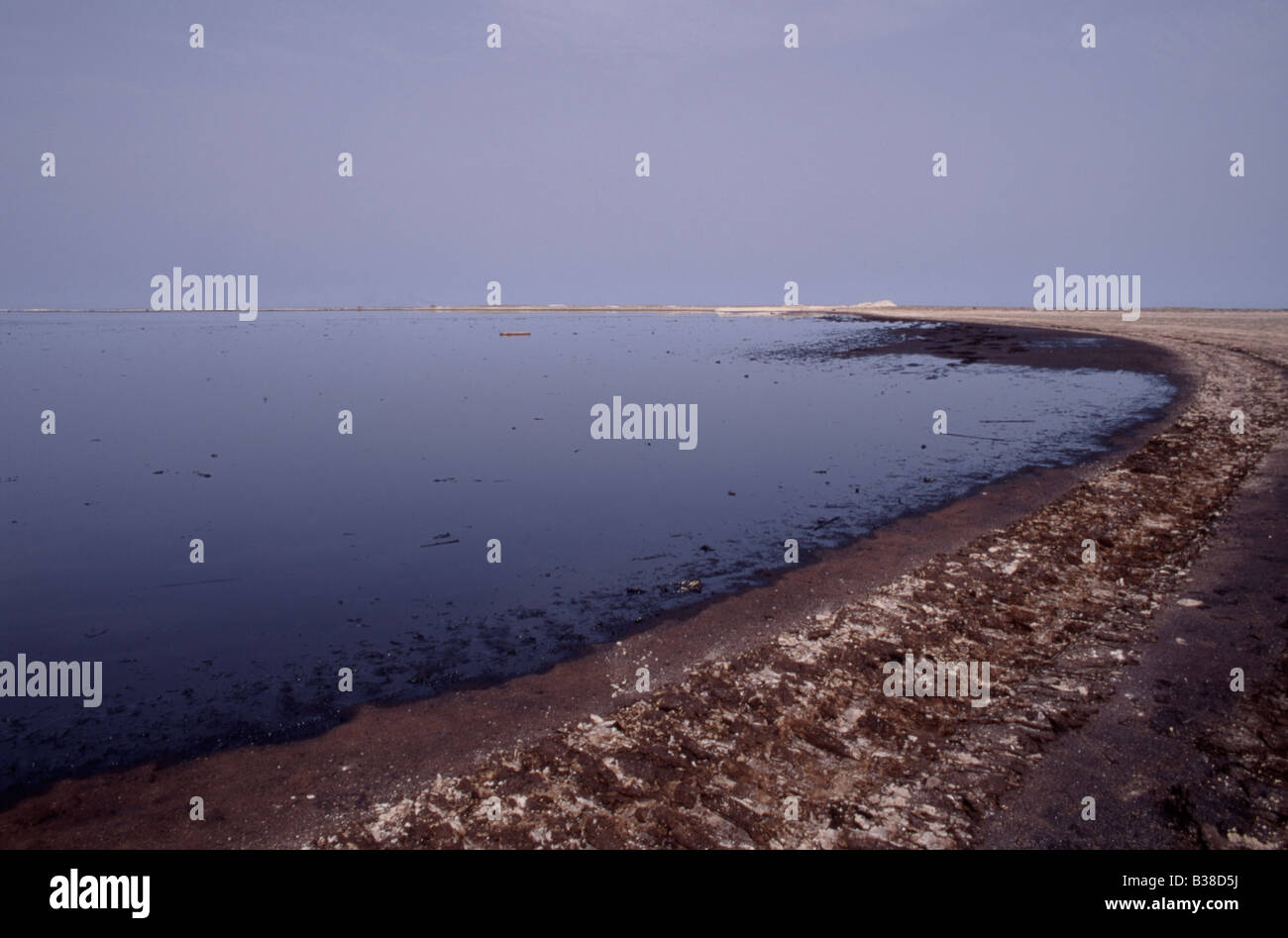 Öl bedeckt Strand Saudi-Arabien Golf Eco Katastrophe 1991 Stockfoto