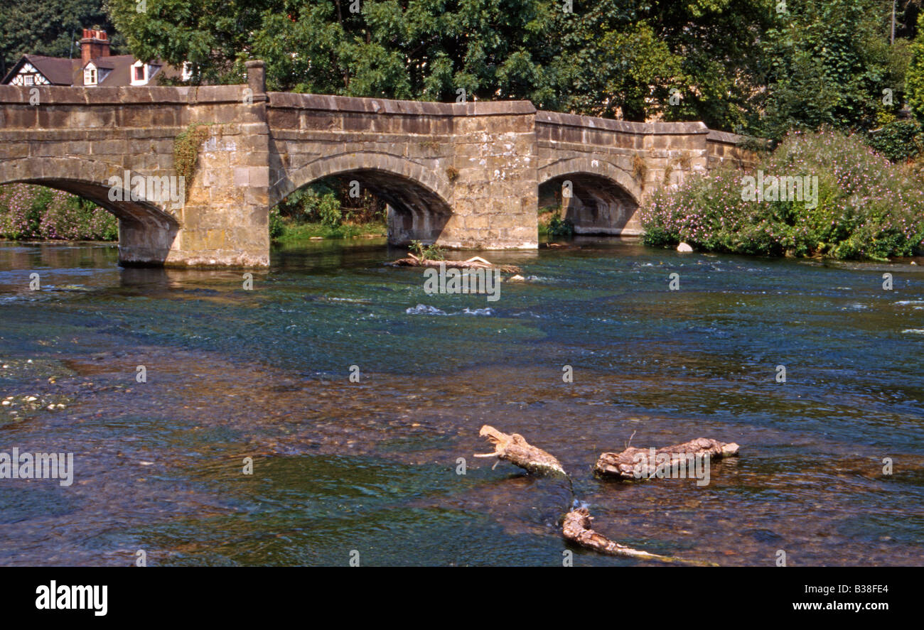 Holme Brücke (Lastesel Brücke) über River Wye, Bakewell, Derbyshire, UK Stockfoto