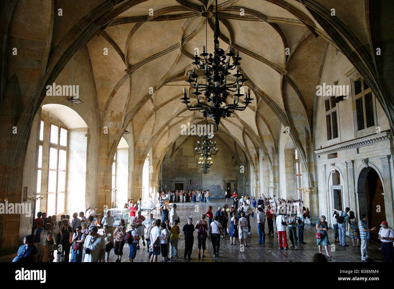 Aug 2008 - The Old Royal Palace Vladislav-Saal am Prager Burg Hradschin Prag Tschechische Republik Stockfoto