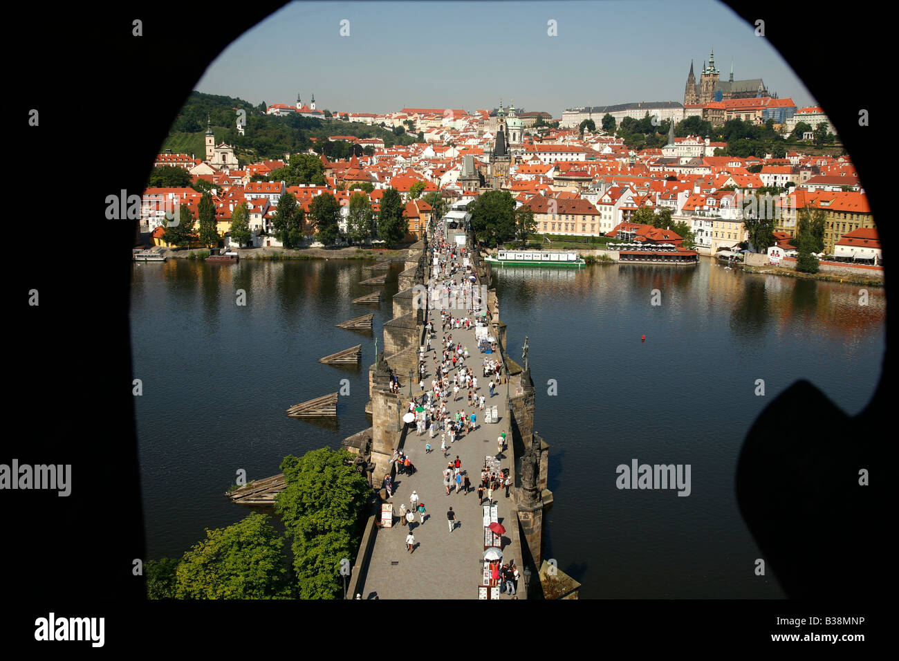 Erhöhten Blick über Charles Bridge Prag Tschechische Republik Stockfoto