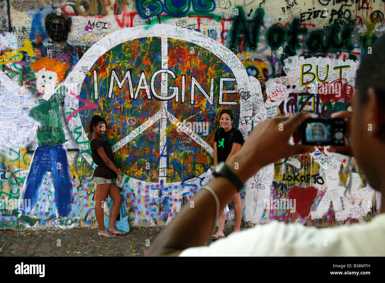 Aug 2008 - John Lennon Wand Prag Tschechische Republik Stockfoto