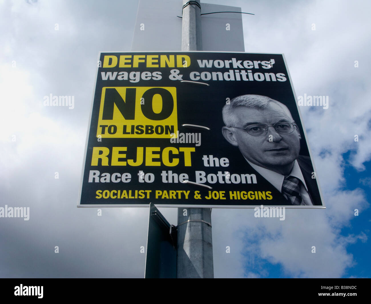 Irischen Socialist Party Joe Higgins sagt Nein zum Vertrag von Lissabon Stockfoto