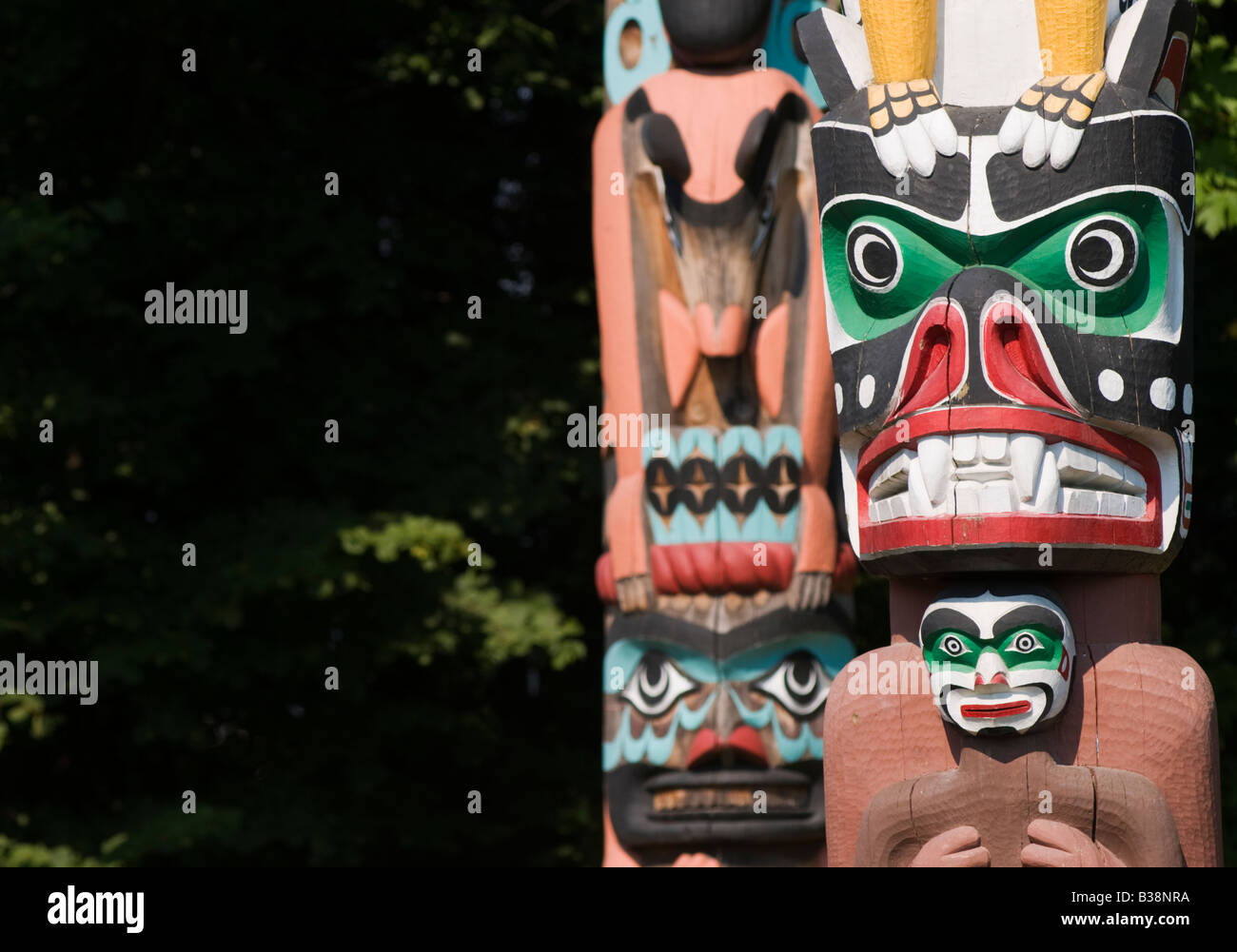 "Totem Pole im Stanley Park in Vancouver British Columbia Kanada" Stockfoto