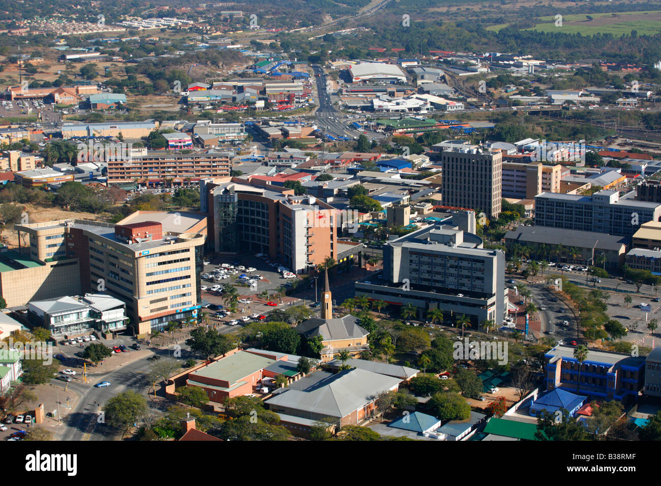 Luftaufnahme von Nelspruit CBD Stockfoto