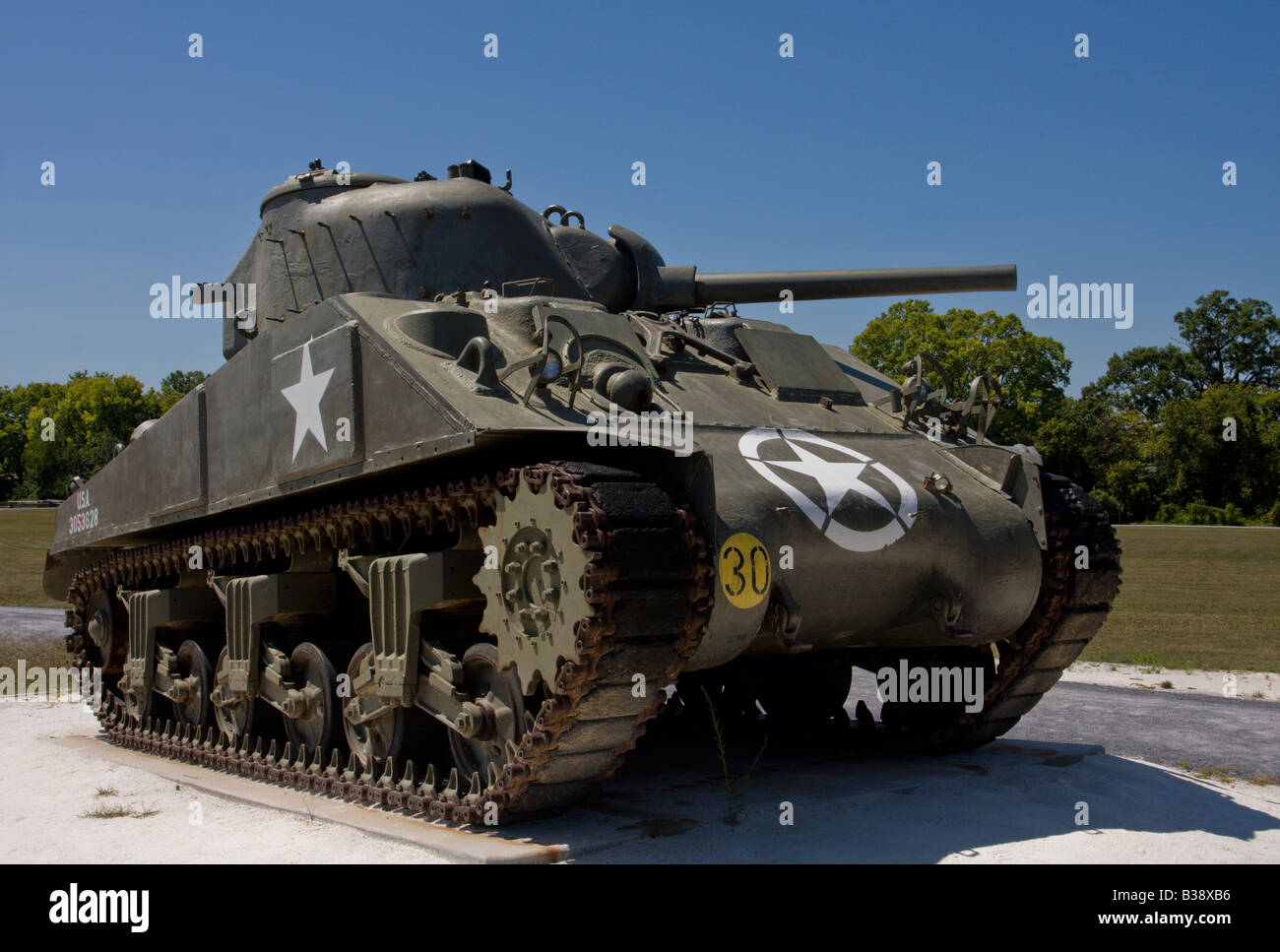 Ein Vintage American gebauten zweiten Weltkriegs M4 Sherman-Panzer, wird von den britischen und amerikanischen Armeen. Stockfoto