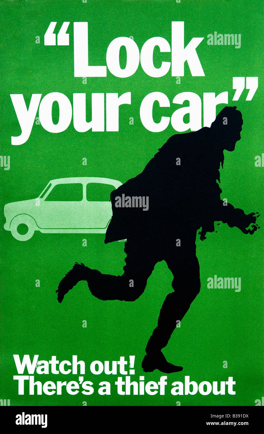 Watch Out es ist ein Dieb über Original Crime Prevention Plakat 1968 zentralen Büro der Informationen der 1960er Jahre für nur zur redaktionellen Nutzung Stockfoto