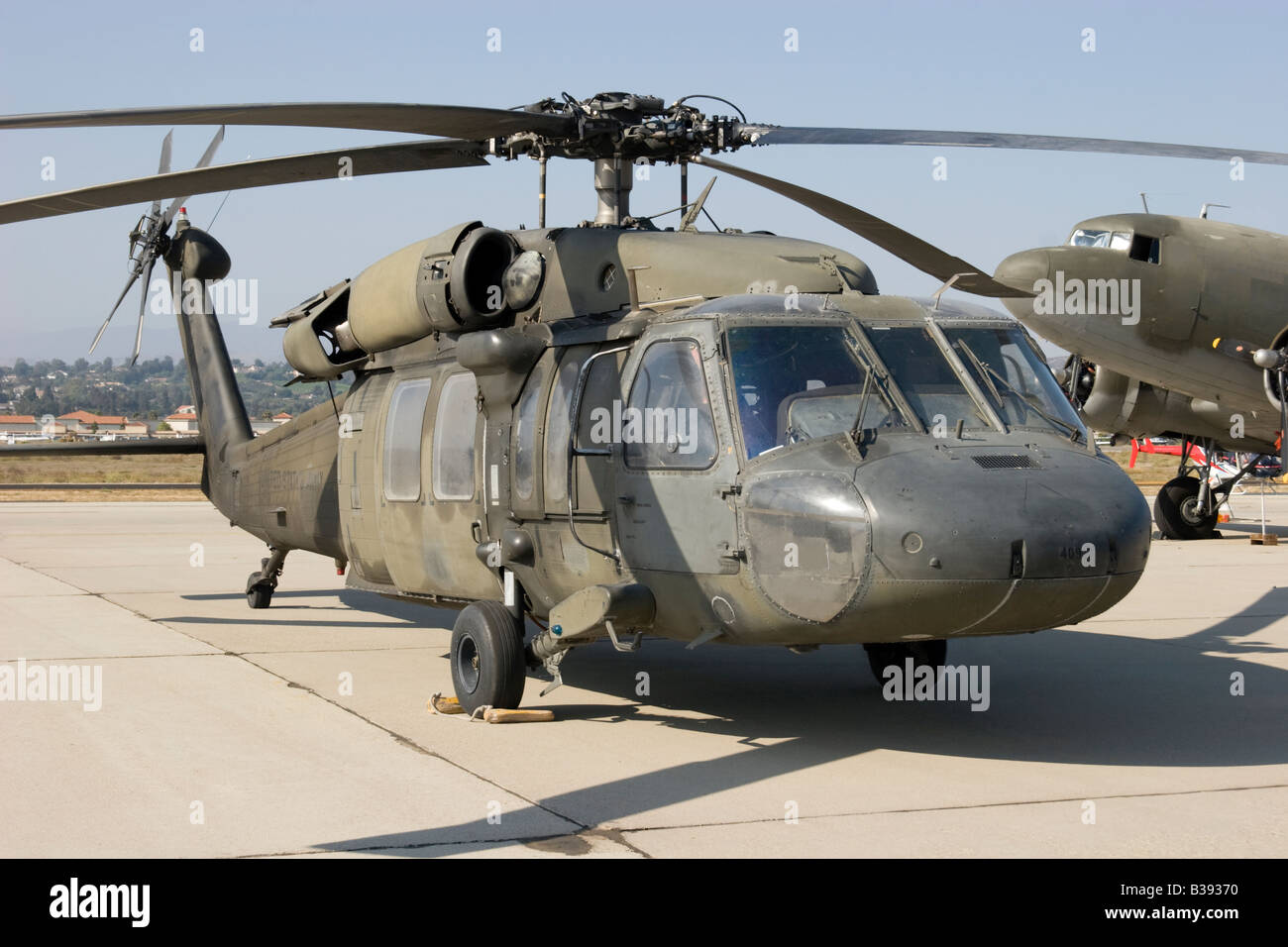 Us Army Black Hawk Hubschrauber Auf Dem Boden Auf Einer Flugshow Stockfotografie Alamy
