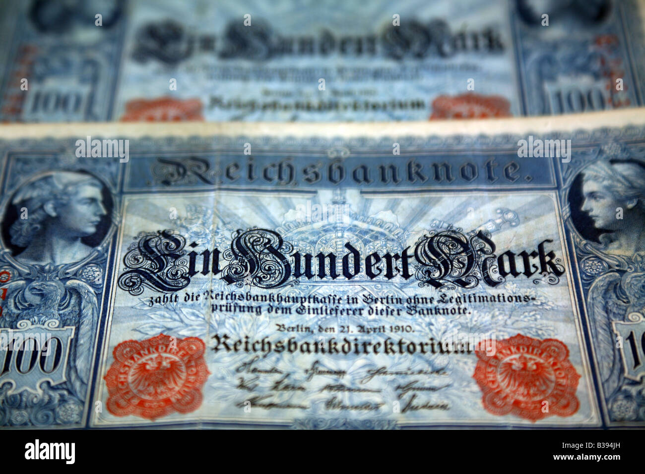 Nahaufnahme von einer traditionellen deutschen Banknote mit Alexandra Abbildung Stockfoto