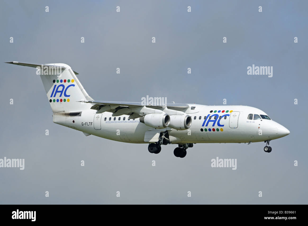 Ein IAC Bae 146-200 im Endanflug zu Aberdeen Dyce Flugplatz Grampian Region North East Scotland Stockfoto