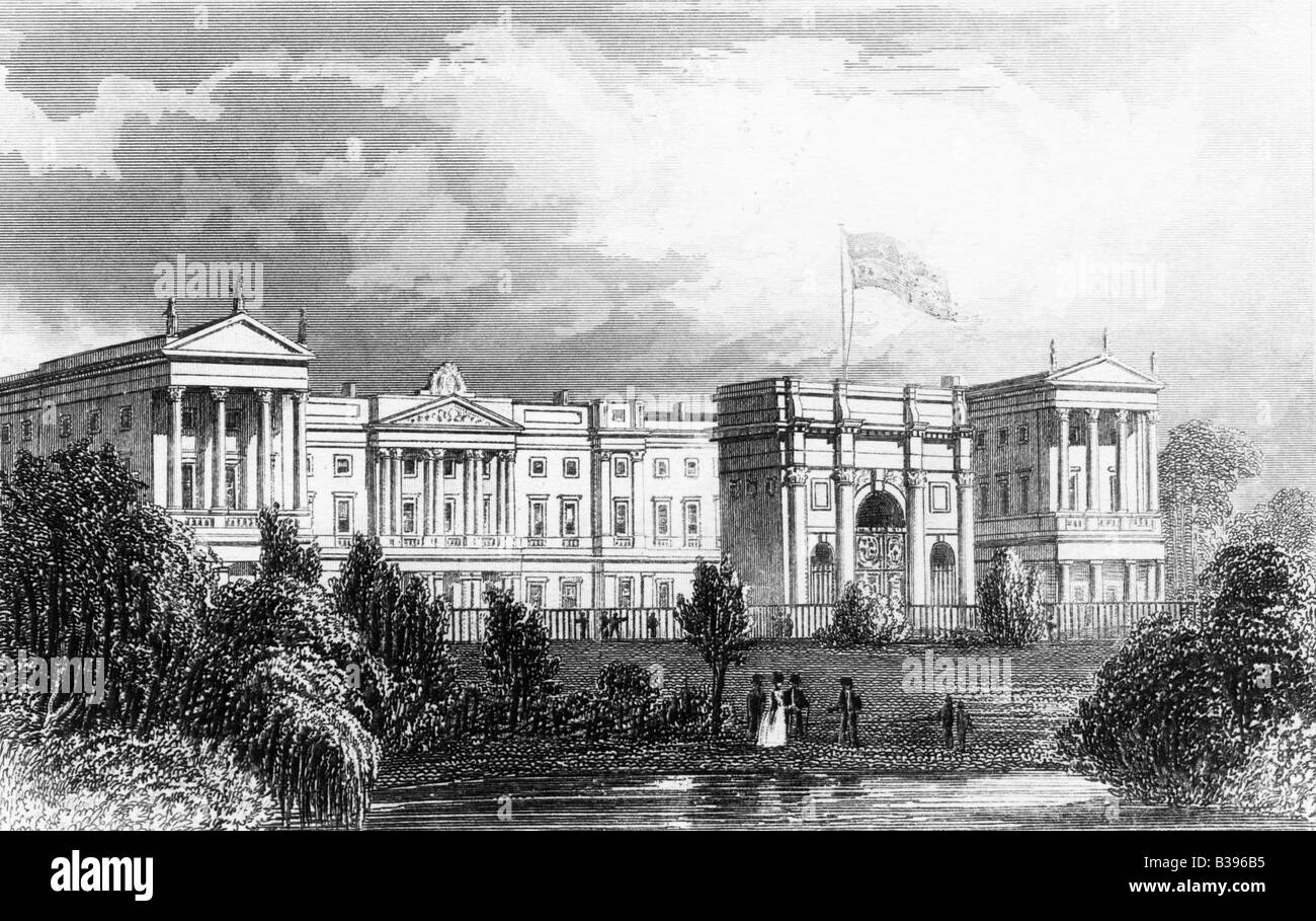 Londoner Queens Palace Pimlico ca. 1845 19. Jahrhundert Gravur Stockfoto