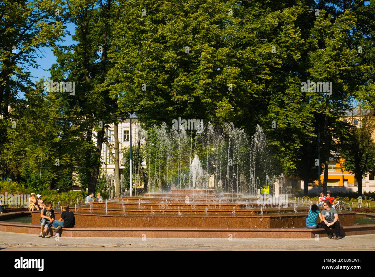 Brunnen im Kronvalda Park in Riga Lettland Europa Stockfoto