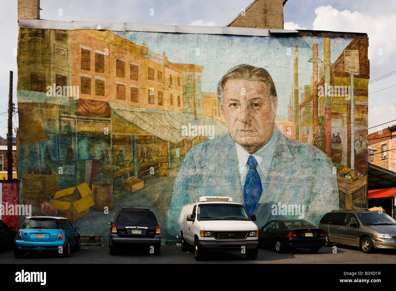 Wandbild des ehemaligen Polizei-Beauftragter und Bürgermeister Frank Rizzo South Philadelphia Pennsylvania Stockfoto
