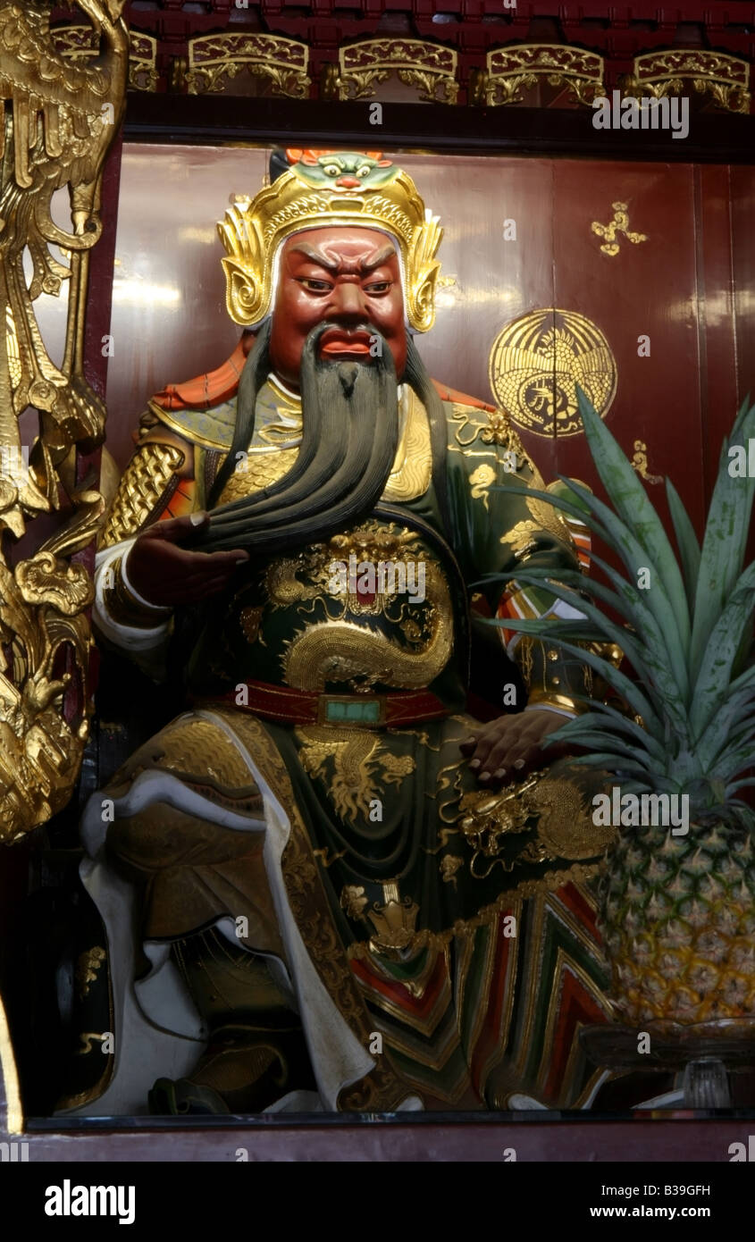 Guan Yu oder Guan Sheng Di Jun (himmlische Salbei Guan), Thian Hock Keng Tempel, Singapur, Süd-Ost-Asien Stockfoto
