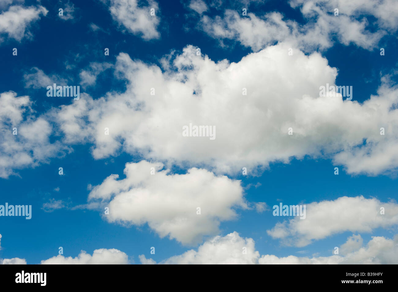 Weiße Wolken auf in einem blauen Himmel Cumulus Stockfoto