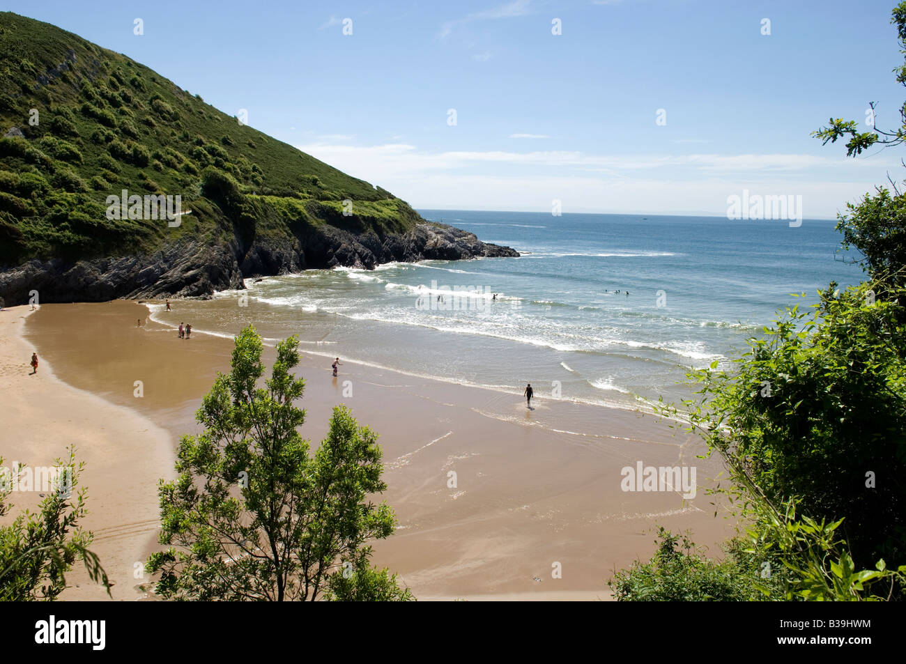 Menschen am Strand Caswell Bucht Gower Stockfoto