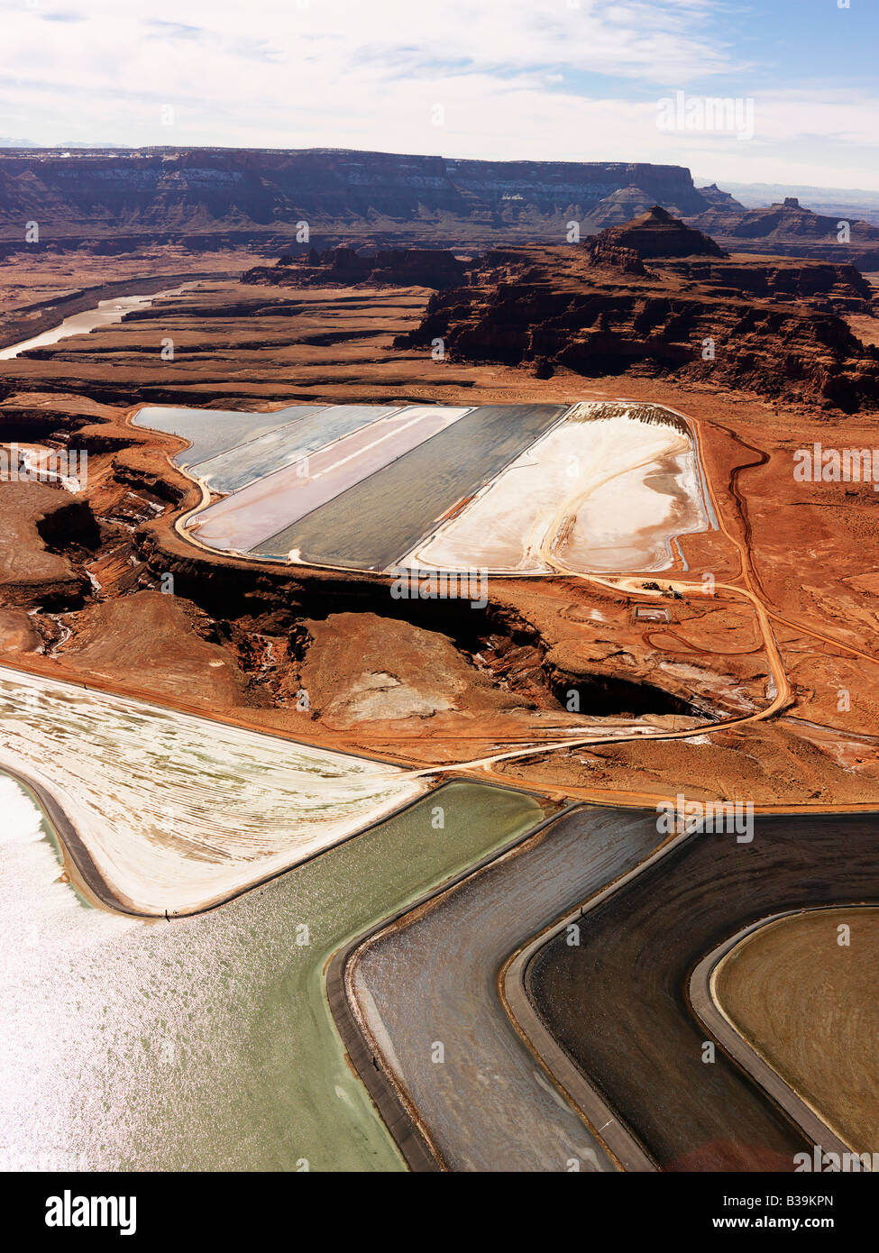 Aerial Landschaft des tailing Teiche für mineralische Abfälle in ländlichen Utah-USA Stockfoto