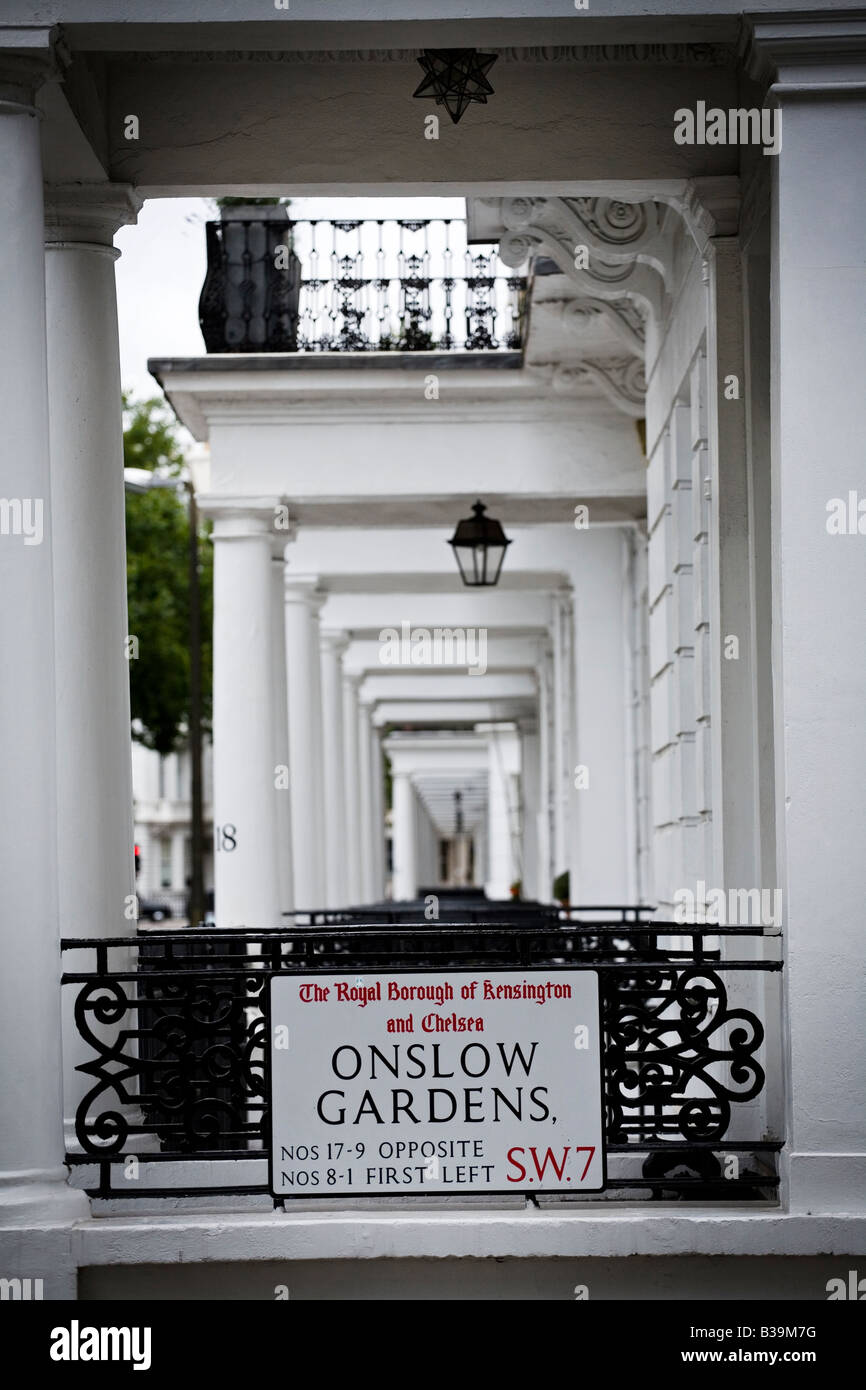 Stadthäuser in Onslow Gardens Kensington und Chelsea exklusiven Gegend von London SW7 UK Stockfoto