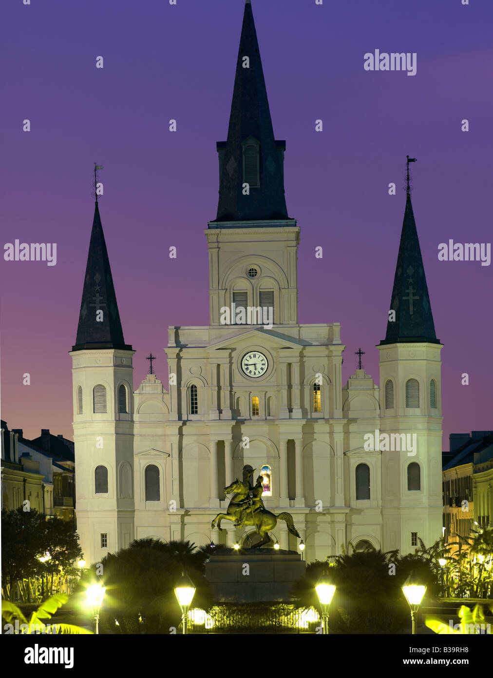 USA, Louisiana, New Orleans, French Quarter, Saint Louis Jackson Domplatz im Morgengrauen Stockfoto