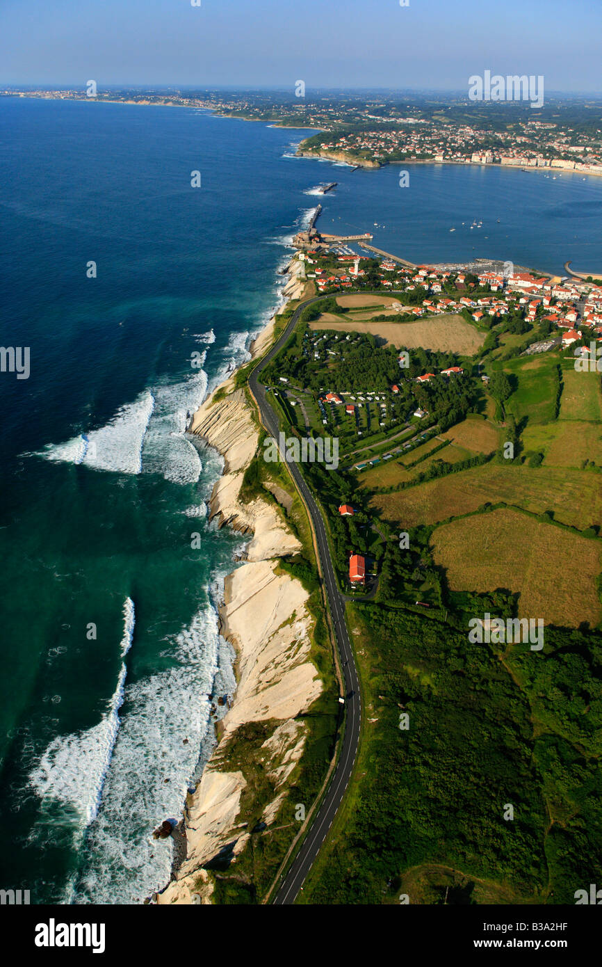 Luftaufnahme der Küste in der Nähe von St Jean de Luz Bucht Frankreich Stockfoto