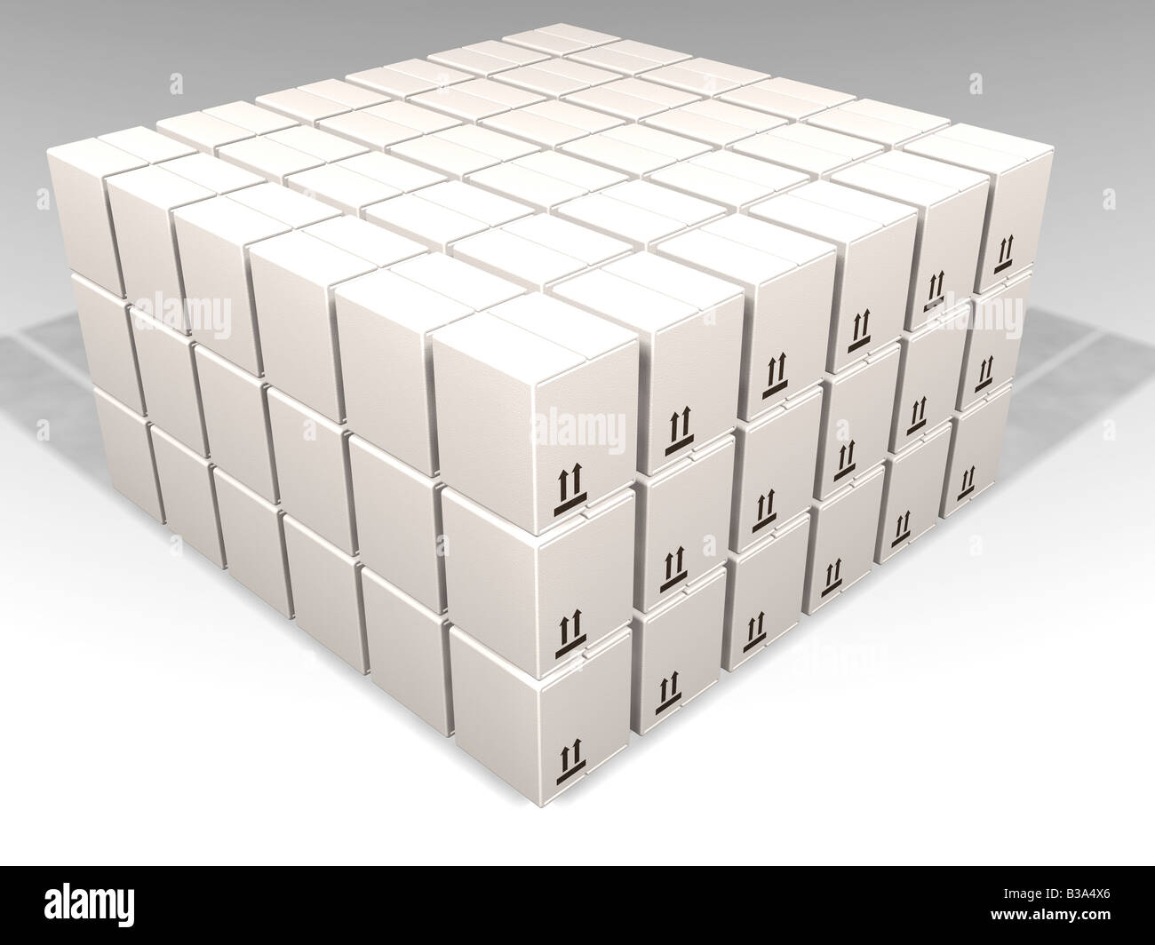 3D Rendern von vielen weißen Felder Stockfoto