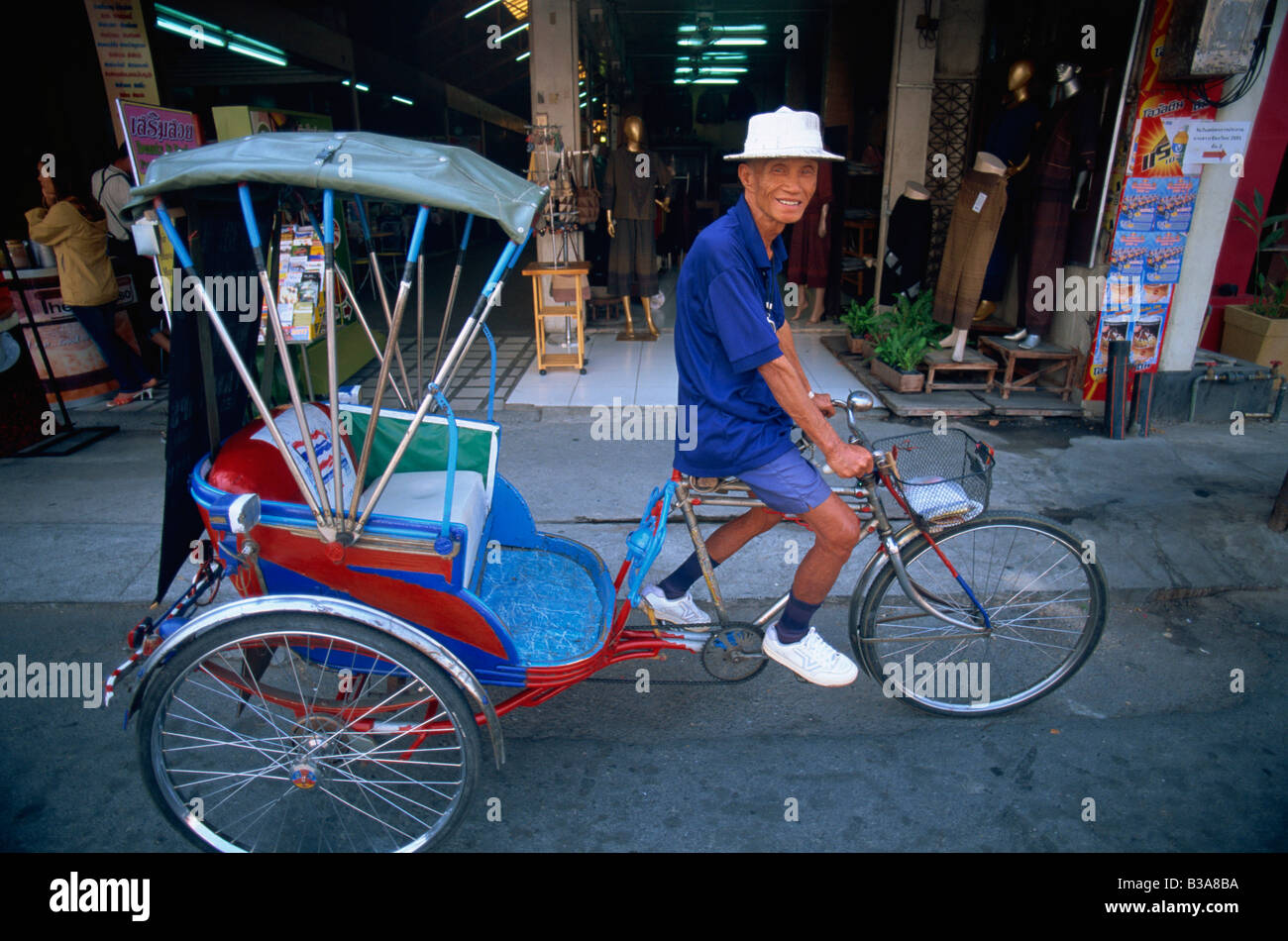 Thailand, Chiang Mai-Rikscha Taxi-Fahrer Stockfoto