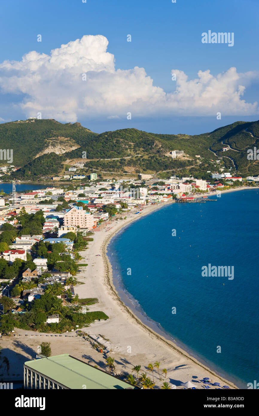 Karibik, Niederländische Antillen, Sint Maarten, Great Bay und Philipsburg Stockfoto