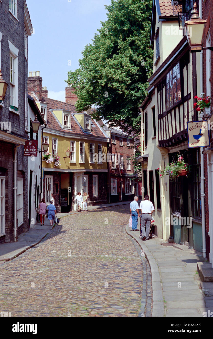 Elm Hill, Norwich, Norfolk, England, UK Stockfoto