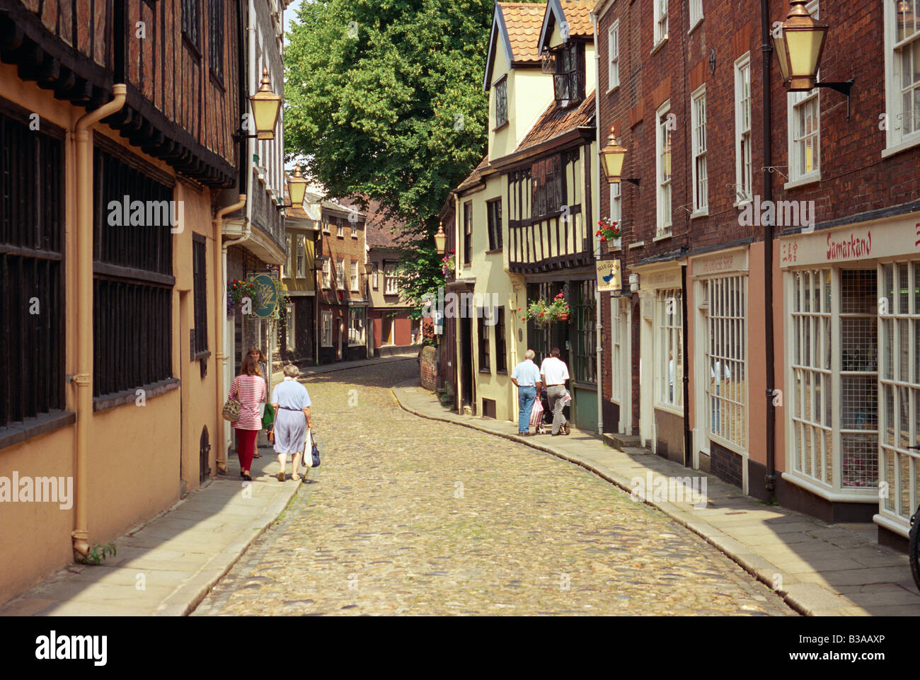 Elm Hill, Norwich, Norfolk, England, UK Stockfoto