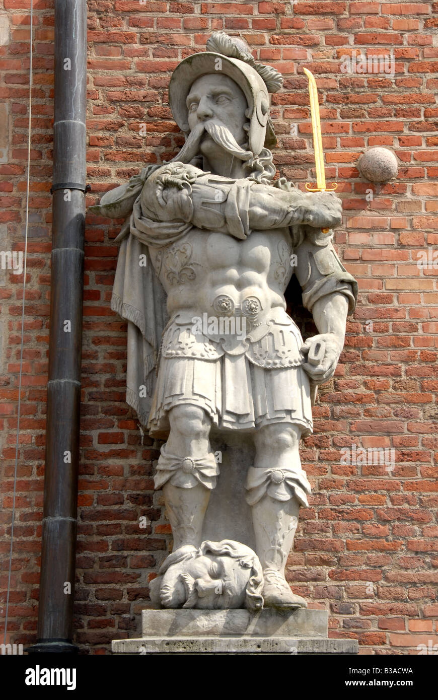 Detail-Statue der Fassade des Hauses in der Altstadt Danzig Polen Stockfoto