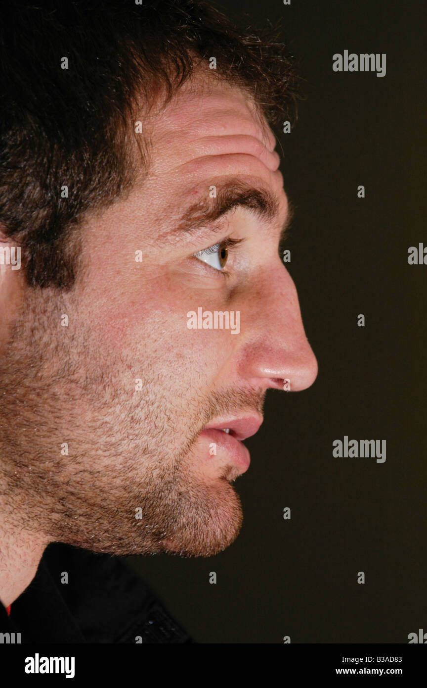 Steve Borthwick stellte sich vor, als er Rugby-Kapitän von England und Bath RFC war Stockfoto