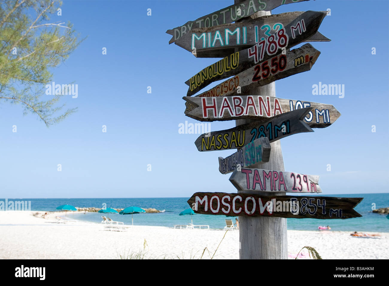ein Abstand Zeichen an einem Strand in Key West, Florida, USA Stockfoto