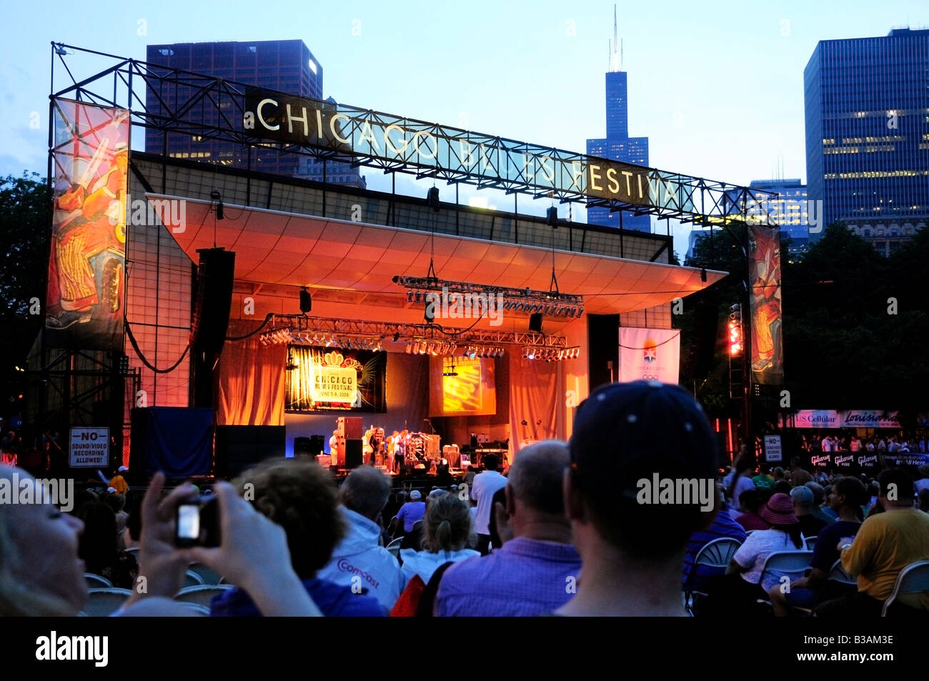 Jährliche Chicago Blues Festival Sitzgelegenheiten Stockfoto