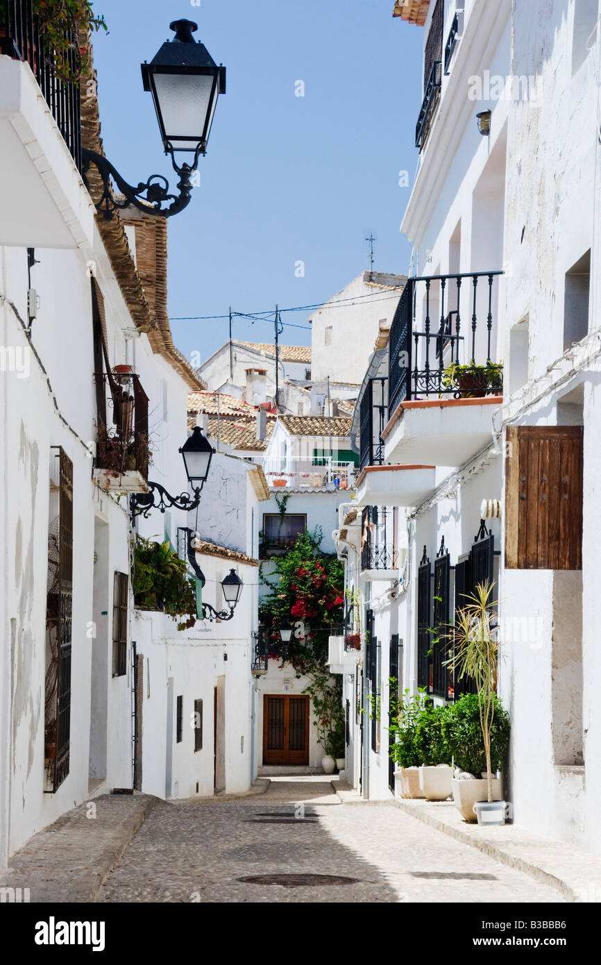 Straßenszene, Altea, Valencia, Spanien Stockfoto