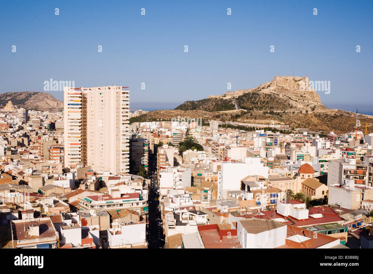 Castillo de Santa Barbara und Stadtbild, Alicante, Valencia, Spanien Stockfoto