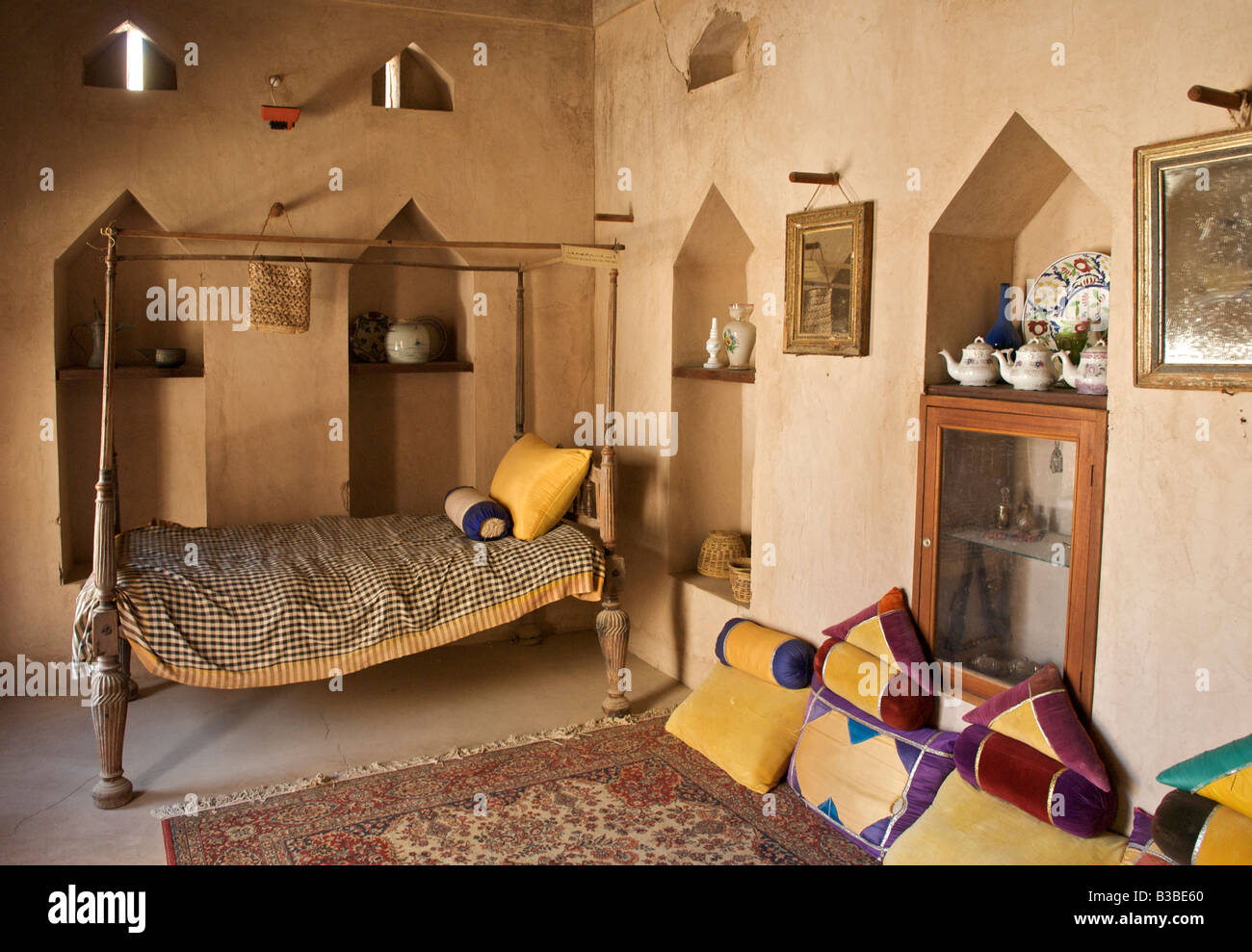Innen Schlafzimmer Nakhal Fort Al Batinah Region Sultanat Oman Stockfoto