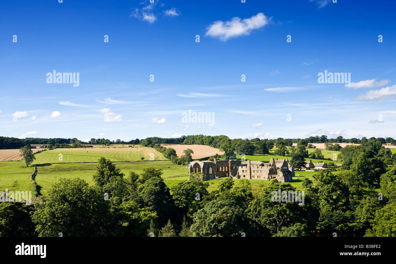 Die Ruinen der Abtei Egglestone und englischen Landschaft der Grafschaft Durham, England, Großbritannien Stockfoto