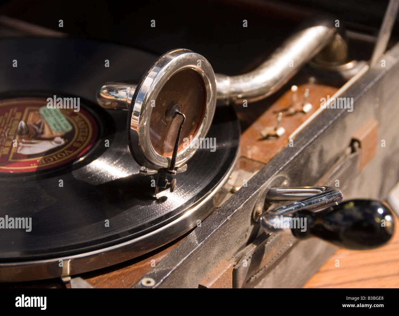 Ein original 78er Gramaphone Geschwindigkeitsrekord auf Drehtisch Stockfoto
